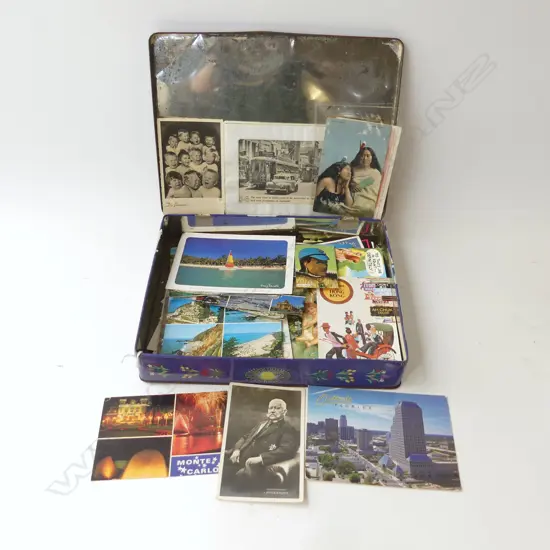 ASST. VINTAGE POSTCARDS IN TIN W.325mm