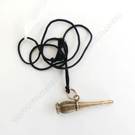 GOLD WATCH KEY w. AMETHYST L.40mm, 3.8gms