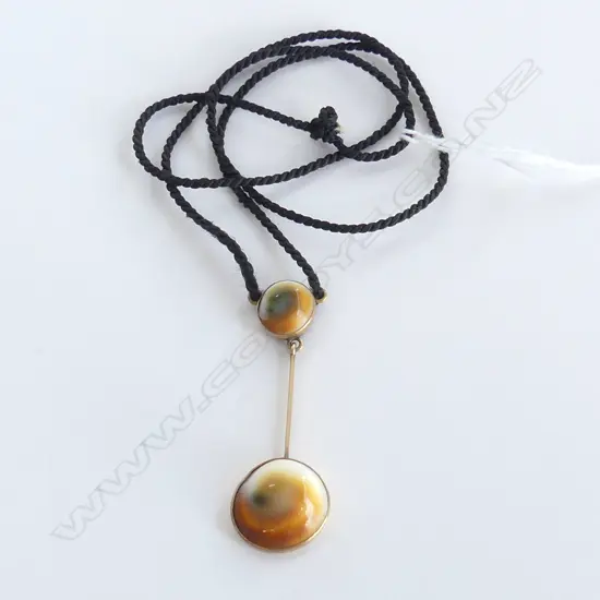 GOLD & CATS EYE PENDANT L.55mm