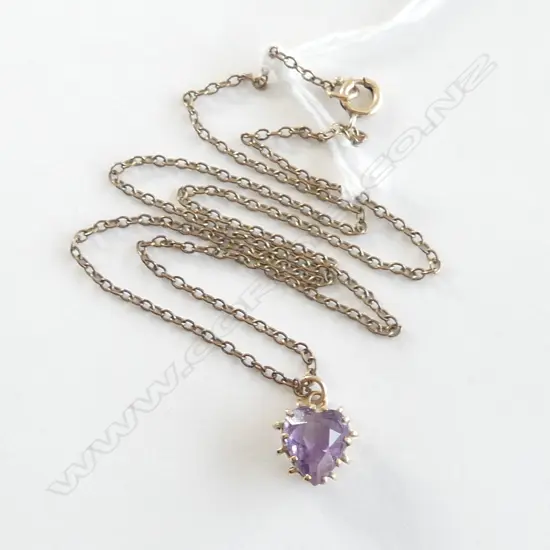 9ct YELLOW GOLD framed AMETHYST PENDANT ON maybe gold CHAIN