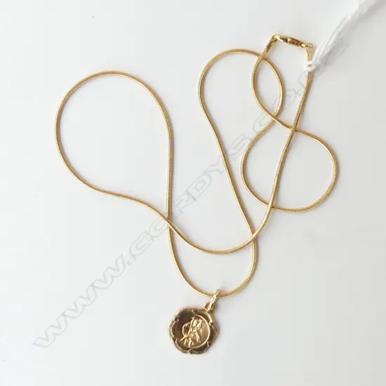 9ct ST. CHRISTOPHER PENDANT on 9ct SNAKE LINK CHAIN 5.45gms