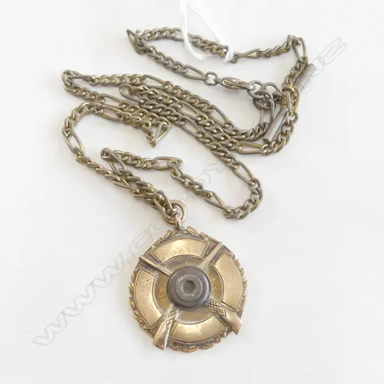 ROSE GOLD SHOOTING 'C.A.C MEDAL' 1922 RAWENE 'Won By Alf Ogle' 11gms on g/plate chain