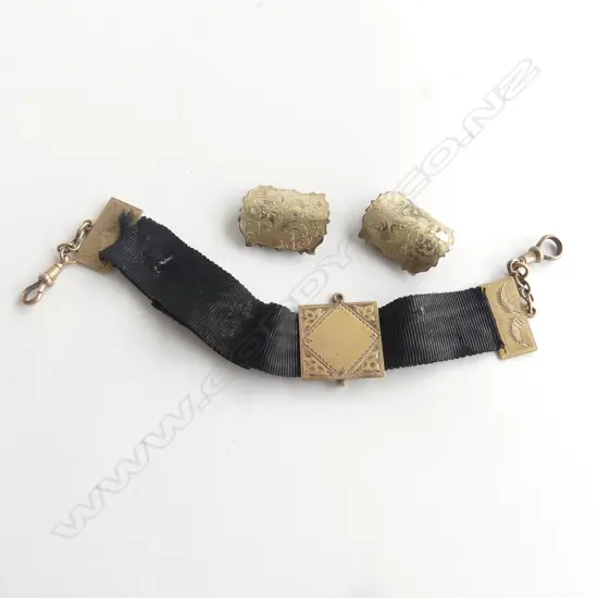 9CT & BLACK SILK ALBERTINA + 2 GOLD? TABS 12.5gms