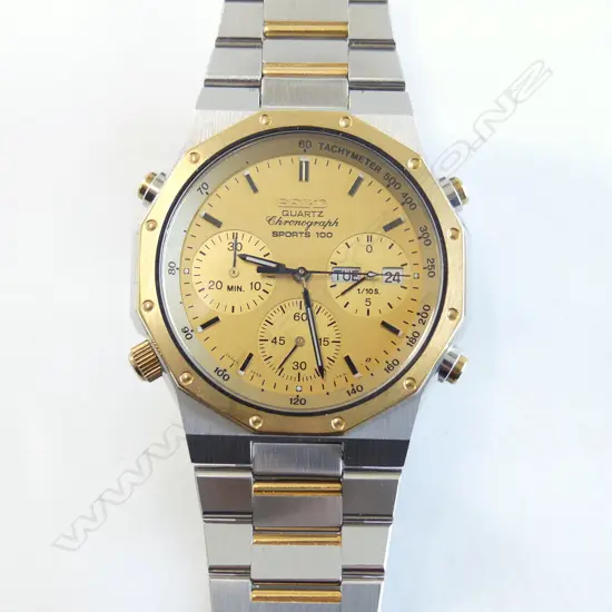 SEIKO GENT'S CHRONOGRAPH SPORTS 100 WRISTWATCH stainless. Quartz. Running