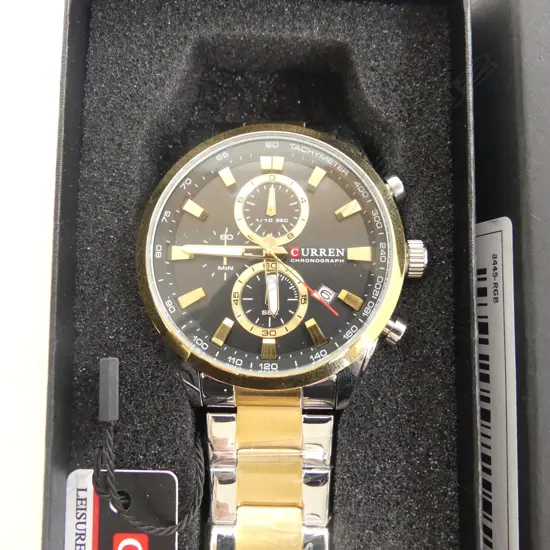 GENTS CURREN FASHION WRIST WATCH, BOXED