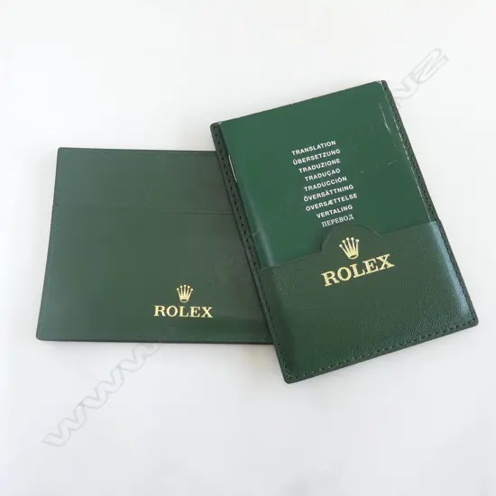2 green  leather ROLEX CERTIFICATE WALLETS + BOOKLET no certificates