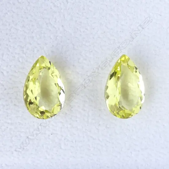 PR NATURAL LEMON QUARTZ 11.9cts, PEAR FACET CUT, AIG REPORT