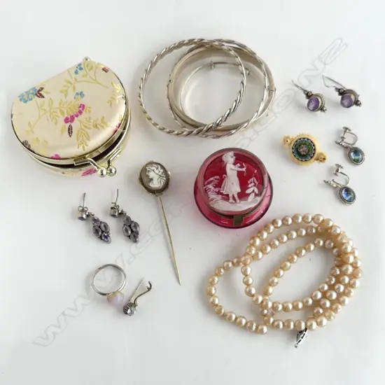 ASST. STG JEWELLERY INCL. 3 PRS EARRINGS, 4 STG BANGLES 50gms, ETC