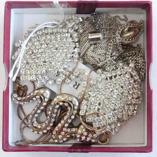 3 PC COSTUME JEWELLERY, DIAMANTE EARRINGS, SNAKE EARRINGS & OTHER