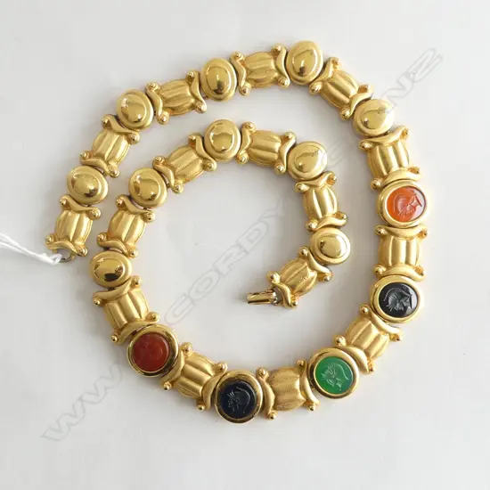 GOLD PLATE COSTUME NECKLACE, ROMAN STYLE L.400mm