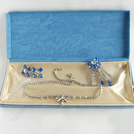 VINTAGE DIAMANTE EARRINGS/NECKLACE/BROOCH SET
