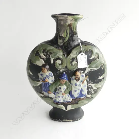 JAPANESE SUMIDA GAWA VASE, SIGNED KOKA, REPAIRED H.300mm