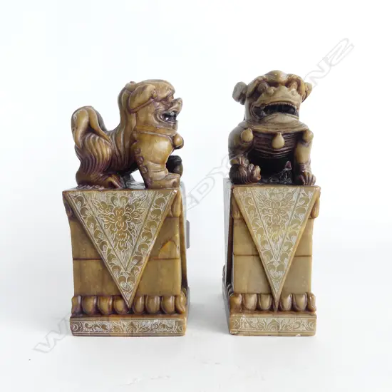 PR CARVED STONE FU / FOO DOGS H.215mm