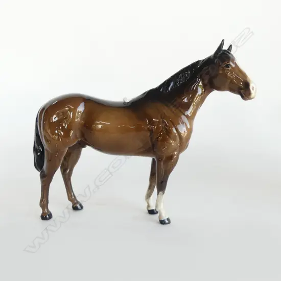 BESWICK HORSE 'HACKNEY BLACK'. H.200mm ears repaired