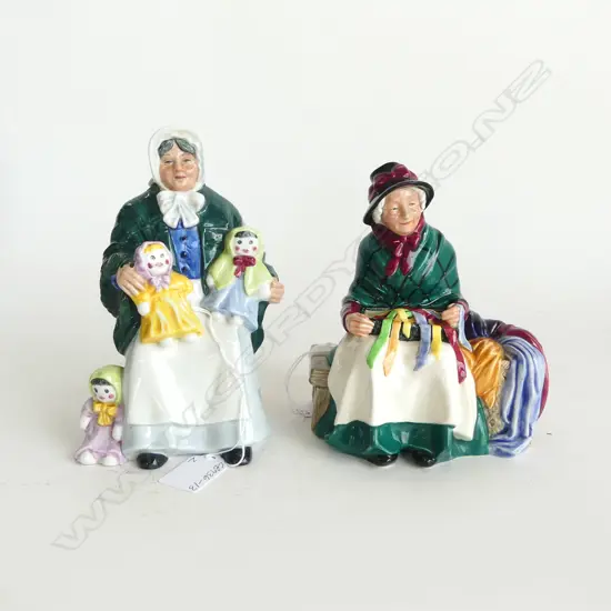 2 ROYAL DOULTON FIGURES 'SILKS & RIBBONS' H.160mm & 'THE RAG DOLL SELLER' H.180mm