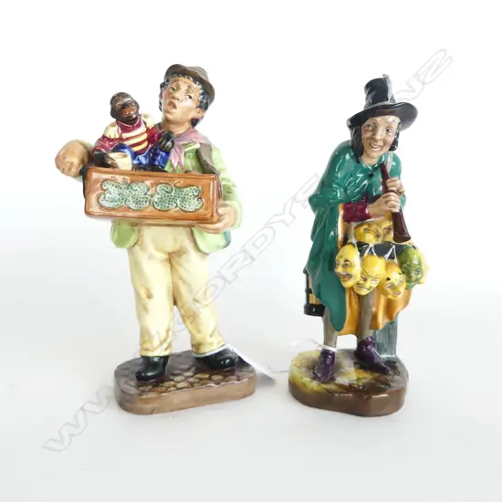 2 ROYAL DOULTON FIGURES 'THE ORGAN GRINDER' & 'THE MASK SELLER' H.220mm
