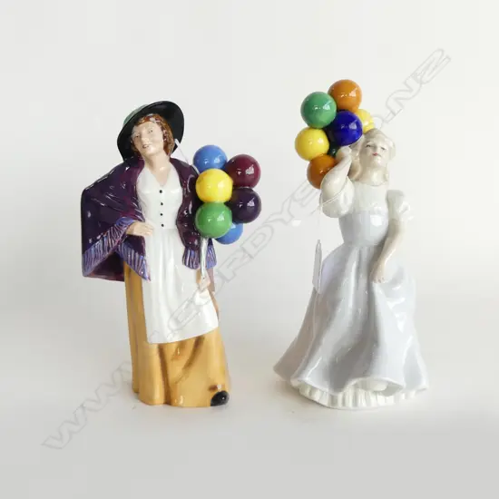 2 ROYAL DOULTON FIGURINES 'BALLOON LADY' & 'BALLOONS' H.220 & 230mm