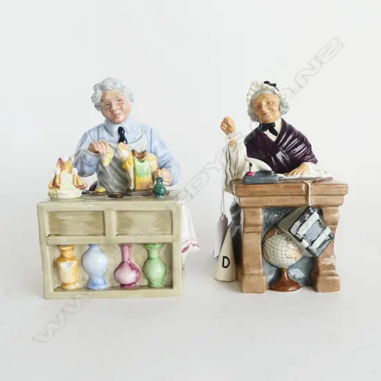 2 ROYAL DOULTON FIGURES 'SCHOOLMARM' & 'THE CHINA REPAIRER' H.180mm