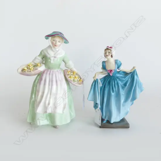 2 ROYAL DOULTON FIGURINES 'DAFFY DOWN DILLY' H.200mm & 'DELIGHT' H.170mm (crack to base)