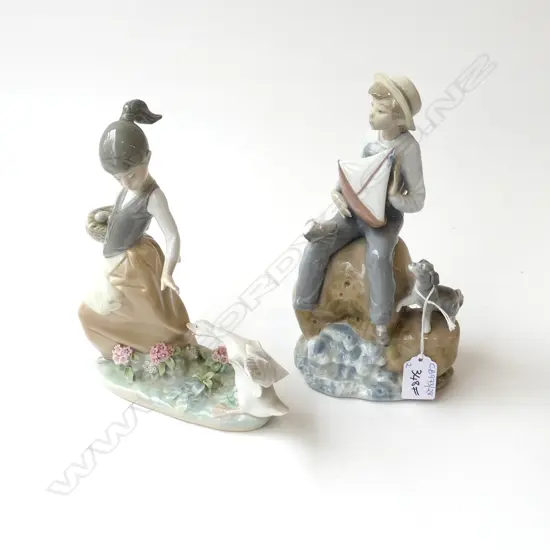2 LLADRO; 5166 'SEA FEVER' FOOT AF H.230mm & GIRL w. GOOSE (WING AF)