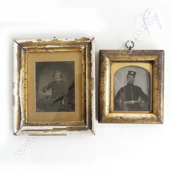 2 MID 19thC AMBROTYPES, YOUNG MEN 75x60mm