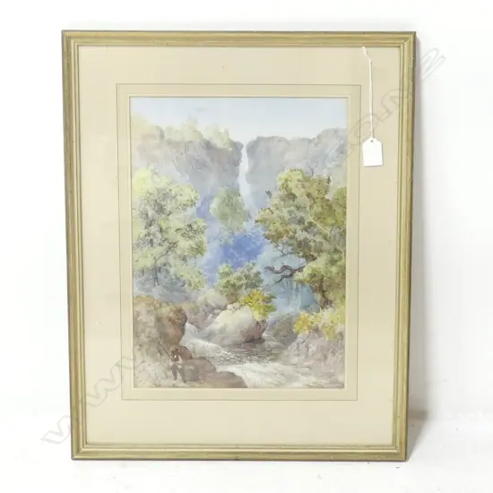 ARTIST UKNOWN, BUSH w. FISHERMAN, WC 380x275mm