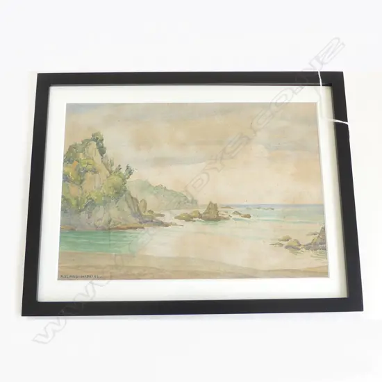 ROLAND HIPKINS (1894-1951) ROCKY OUTCROP, W/C, SIGNED 240 x350mm FOXED