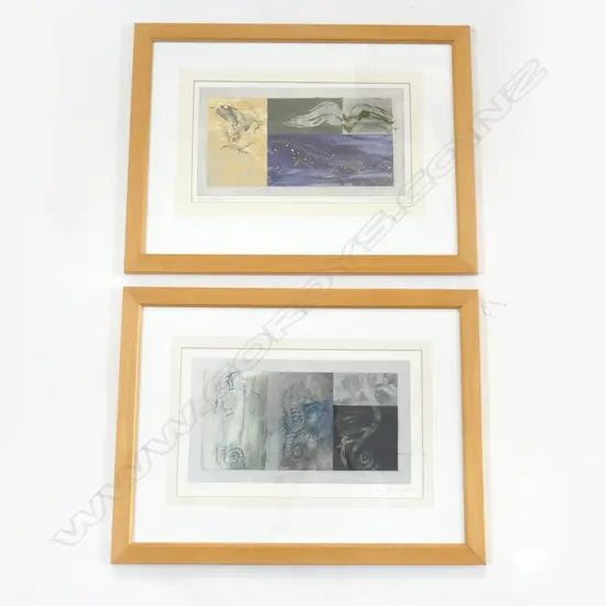 2 JUSTIN WISHART MIXED MEDIA, 'SEAGULL E' 1/20 & 'SEAHORSES' 1/1, SIGNED DATED 2001/2002, 200 x 350mm