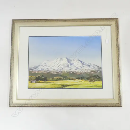 (24955) SUE GRAHAM W/C SNOW MT RUAPEHU signed 370 x 520mm