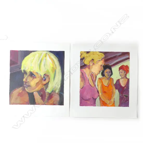 GLENYS CULLIMORE ACRYLIC ON CANVAS ‘MISGUIDED’ & ‘GIRL WITH YELLOW HAIR’, BOTH 300MM X 340MM