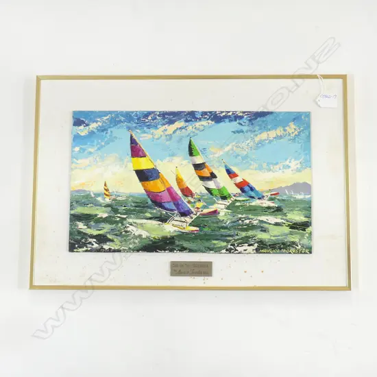 (24955) MAURICE FORESTER OIL ON BOARD 'CATS ON THE WAITEMATA' signed & labelled 240 x 405mm