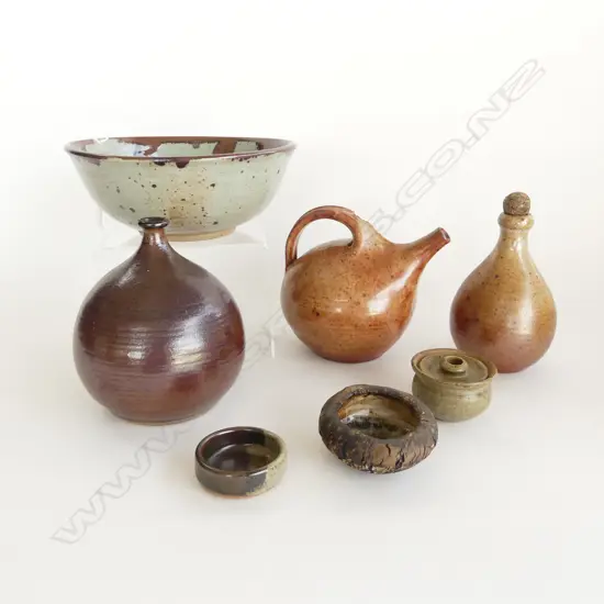 7 PCS NZ STUDIO POTTERY BOWL VASE TEAPOT ETC