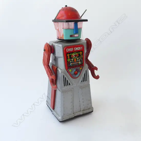 VINTAGE CHIEF SMOKY TIN TOY ROBOT [NEEDS WORK] H300MM made in Japan