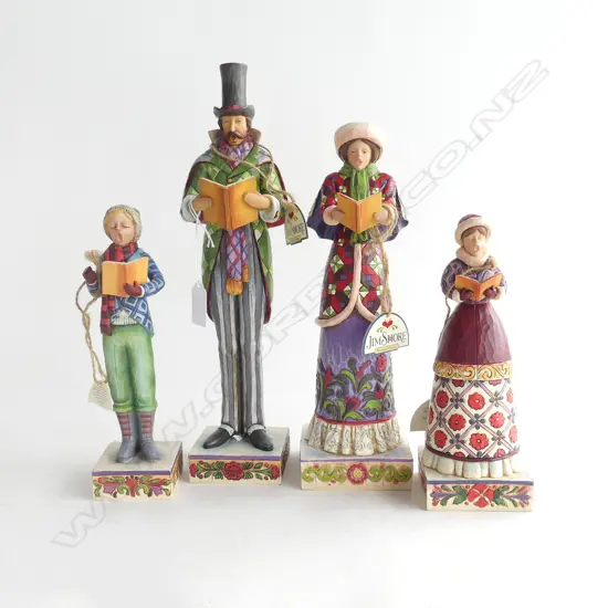 4 JIM SHORE 'HEARTWOOD CREEK' RESIN CAROL SINGERS H.345mm + BOXES