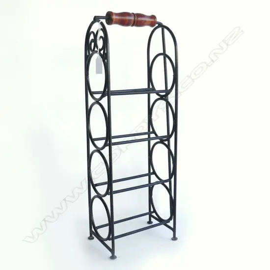 METAL WINE RACK WITH WOODEN HANDLE, H.520MM