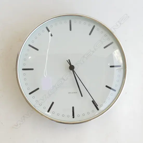 ROSENDAHL ARNE JACOBSEN CITY HALL CLOCK, MADE IN HONG KONG 300mm dia, METAL TRIM LOOSE