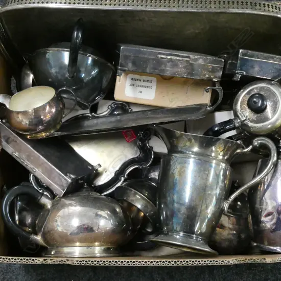 ASST. EP; TEA SETS, TRAY, CIGARETTE BOXES ETC