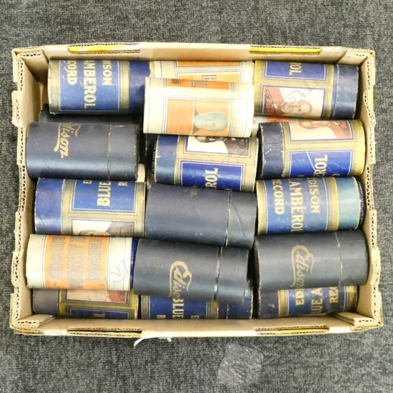 25 EDISON AMBEROL RECORD CYLINDERS FOR PHONOGRAPH IN CASES