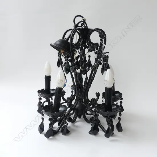 BLACK 5 LIGHT CHANDELIER H.410mm