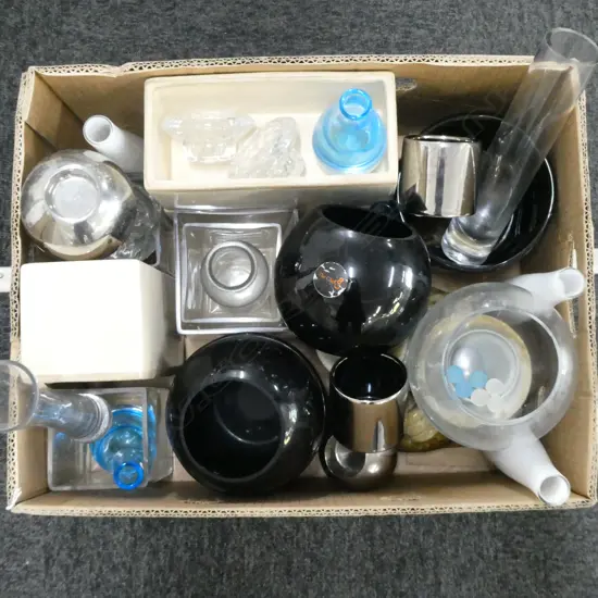 ASST. CERAMICS & GLASS VASES, ETC