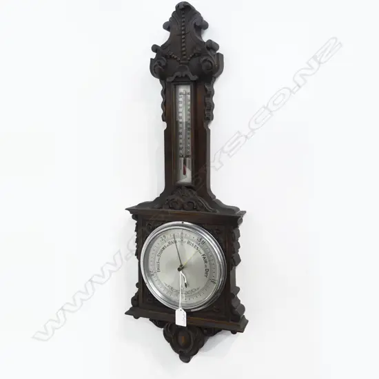 EARLY 20thC OAK WALL BAROMETER H.730mm