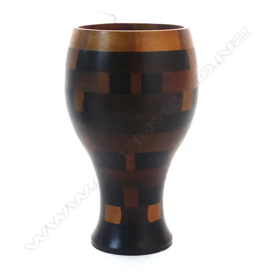 TURNED KAURI VASE H.175mm INSCRIBED VERSO 'A.B.C. BITS AUCKLAND KAURI JANE GIFFORD RESTORATION 2001'