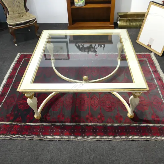 GLASS TOPPED COFFEE TABLE 1010x1010x475mm