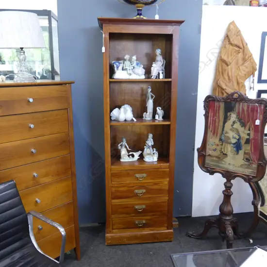 WOODEN BOOKCASE w. 4 DRAWERS TO BASE 630x350x1810mm