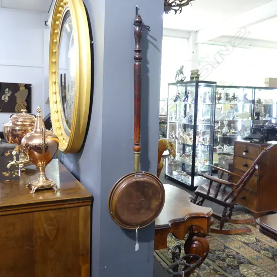 ANTIQUE COPPER BED WARMER PAN L.1050mm