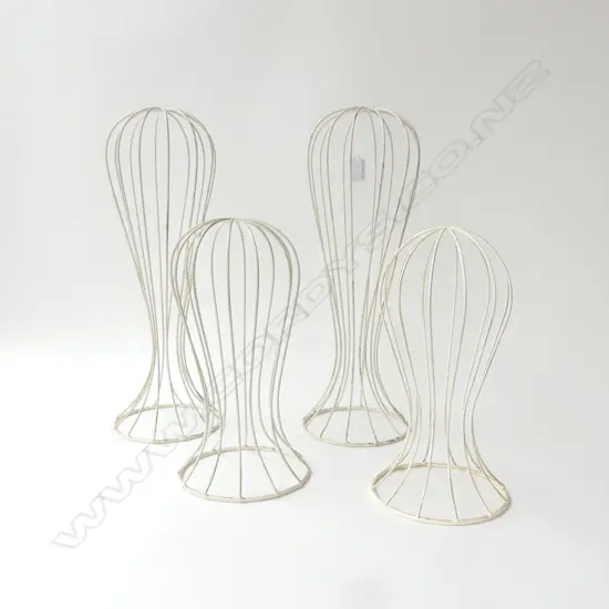 4 WHITE WIRE HAT DISPLAY STANDS H.460mm