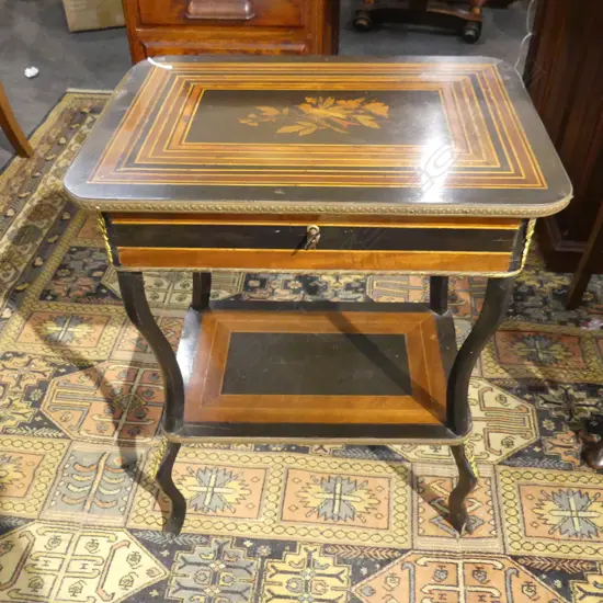 LATE 19TH C INLAID SEWINGTABLE 550x390x745mm