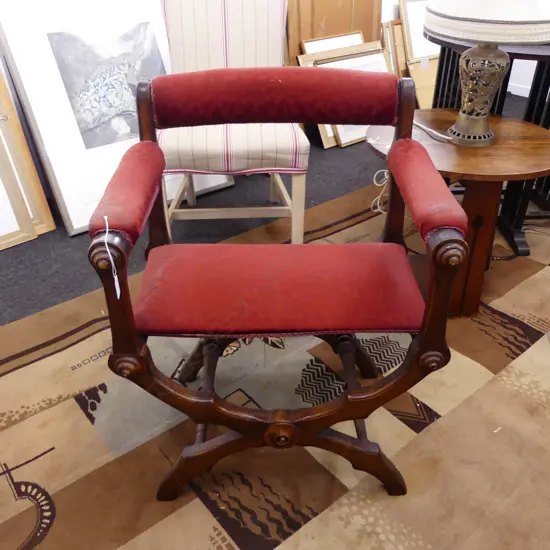 ARMCHAIR w. 'X' CROSSED FRAME