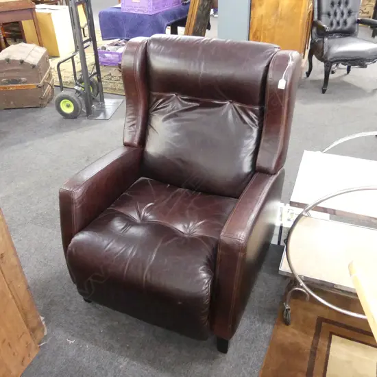 KOVACS RECLINING BROWN LEATHER ARMCHAIR