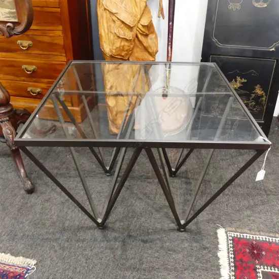 GLASS TOP SIDE TABLE AFTER PAOLO PIVA 'ALANDA' 650x650x520mm